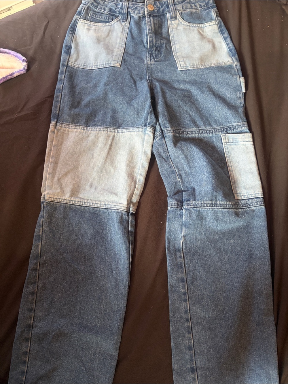 Bluenotes Light and Dark Blue Patchwork Carpenter Jeans